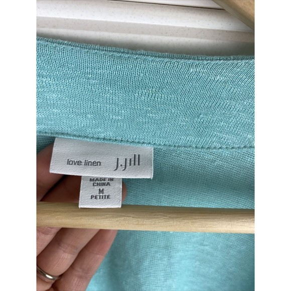 J. Jill Love Linen Cardigan Sweater Womens Medium P teal Knit cardigan - Picture 2 of 7